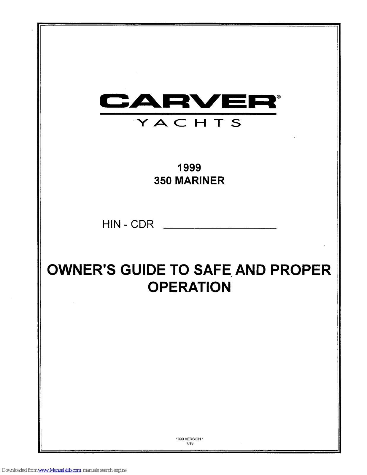 Carver 350 Mariner Owner's Manual