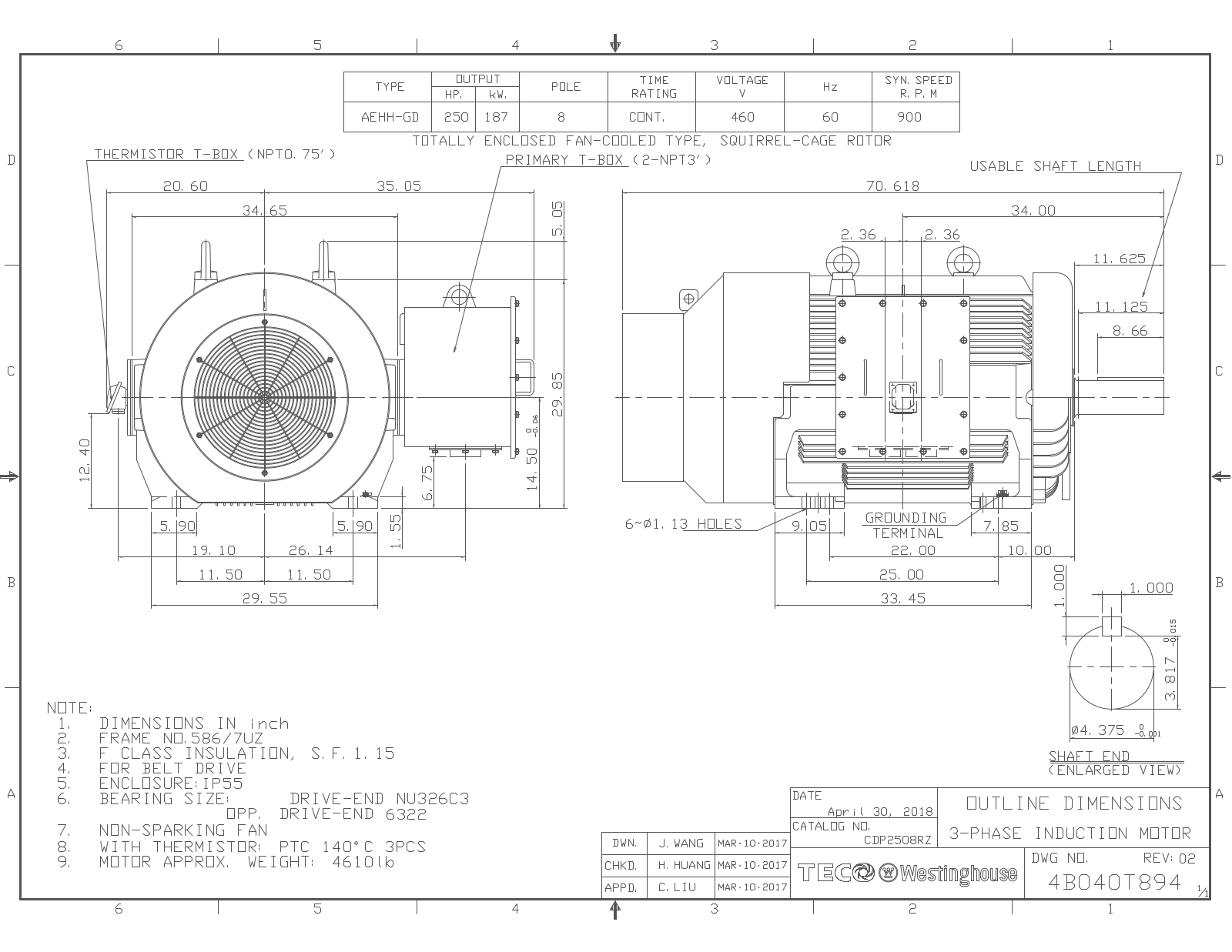 Teco CDP2508RZ Reference Drawing