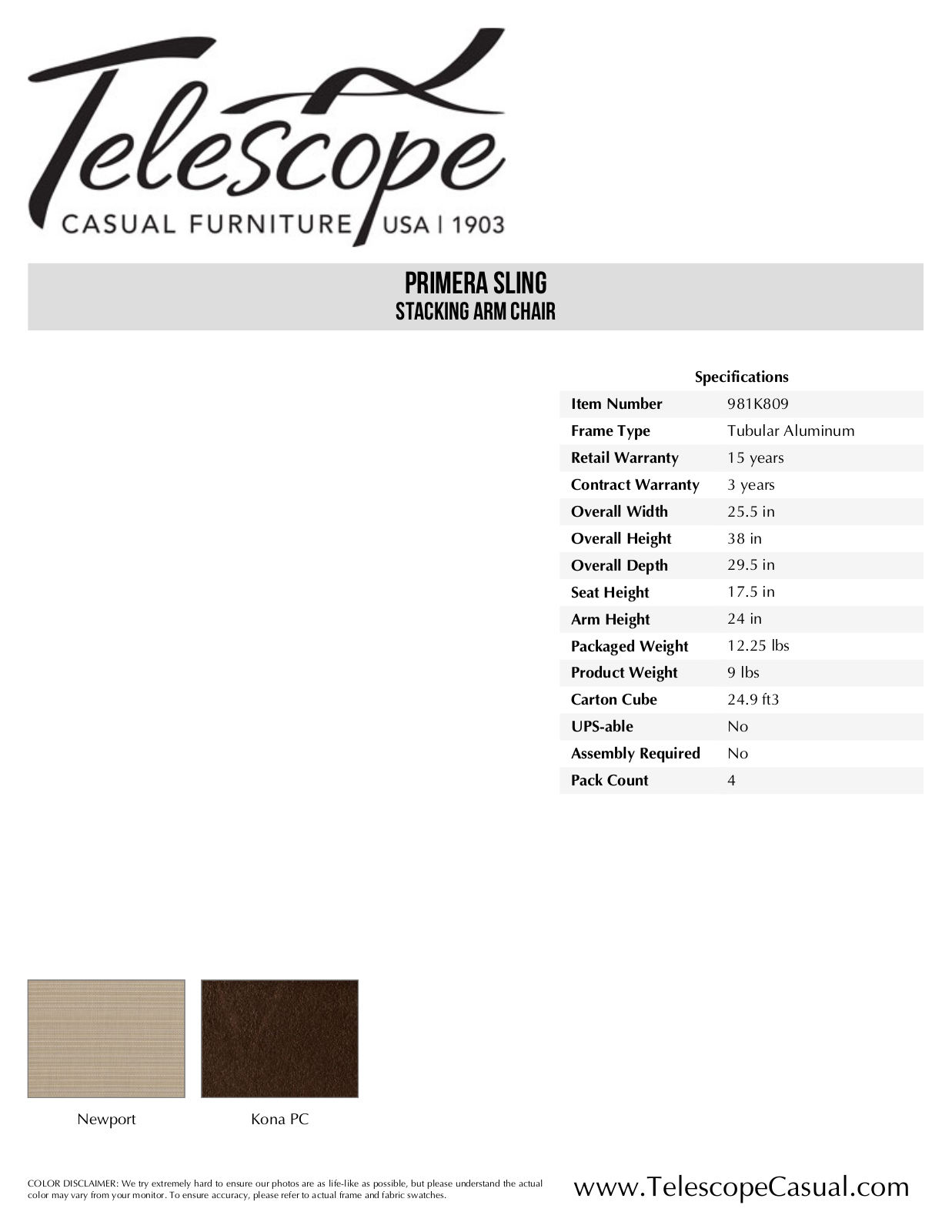 Telescope Casual TE3837 Specifications - ManualMachine.com