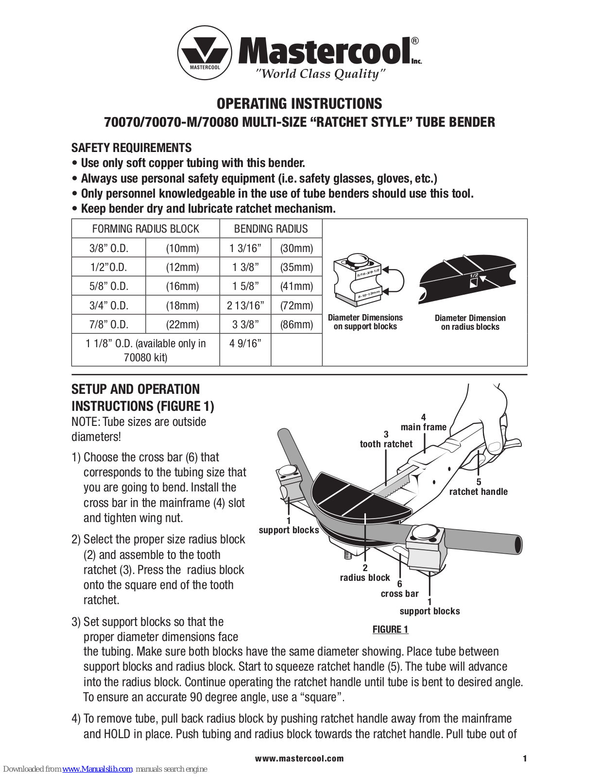 MasterCool 70070, 70070-M, 70080 Instruction Manual