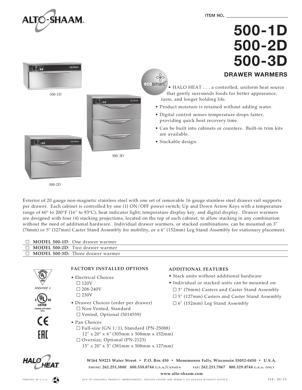 Alto Shaam 500-2D User Manual