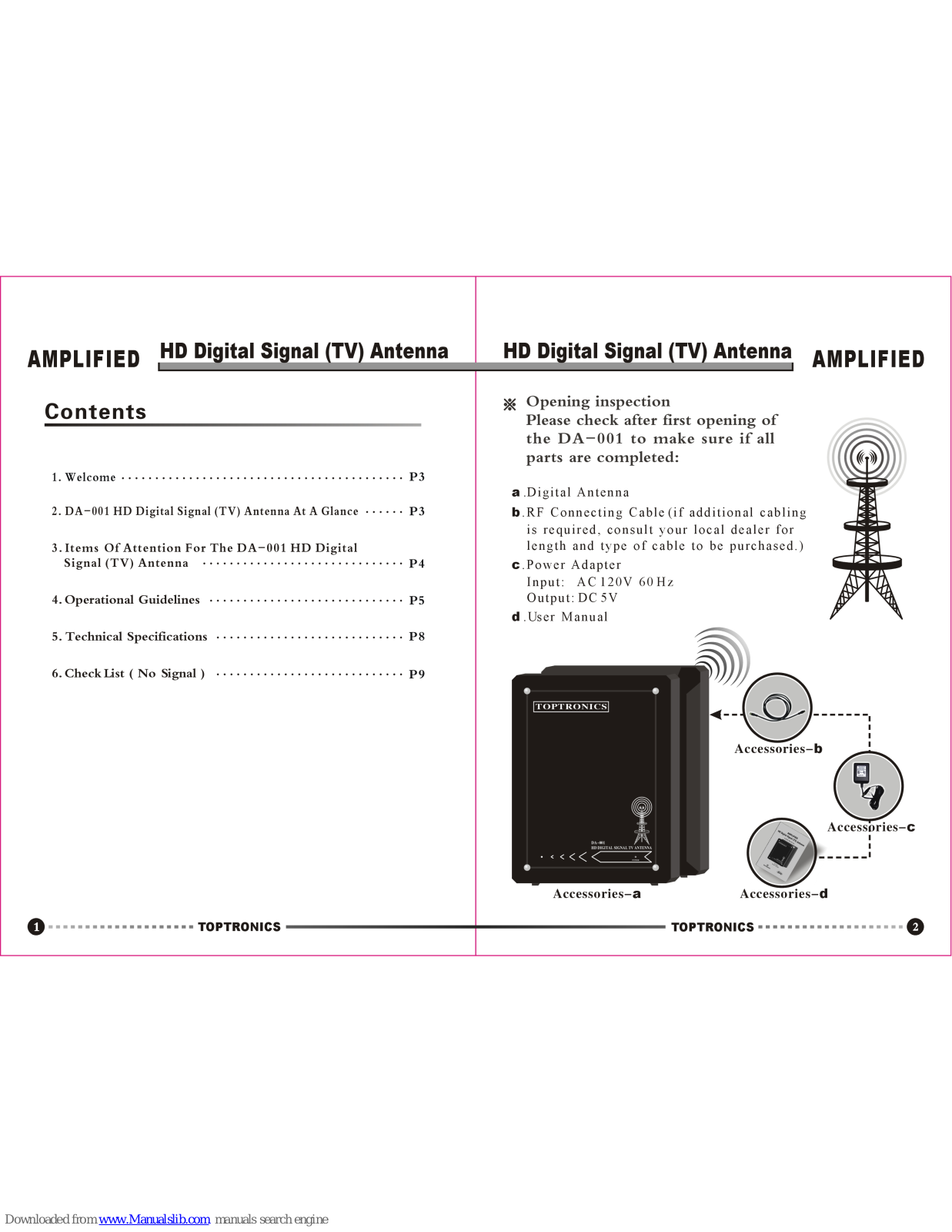 Toptronics DA 001 User Manual - ManualMachine.com