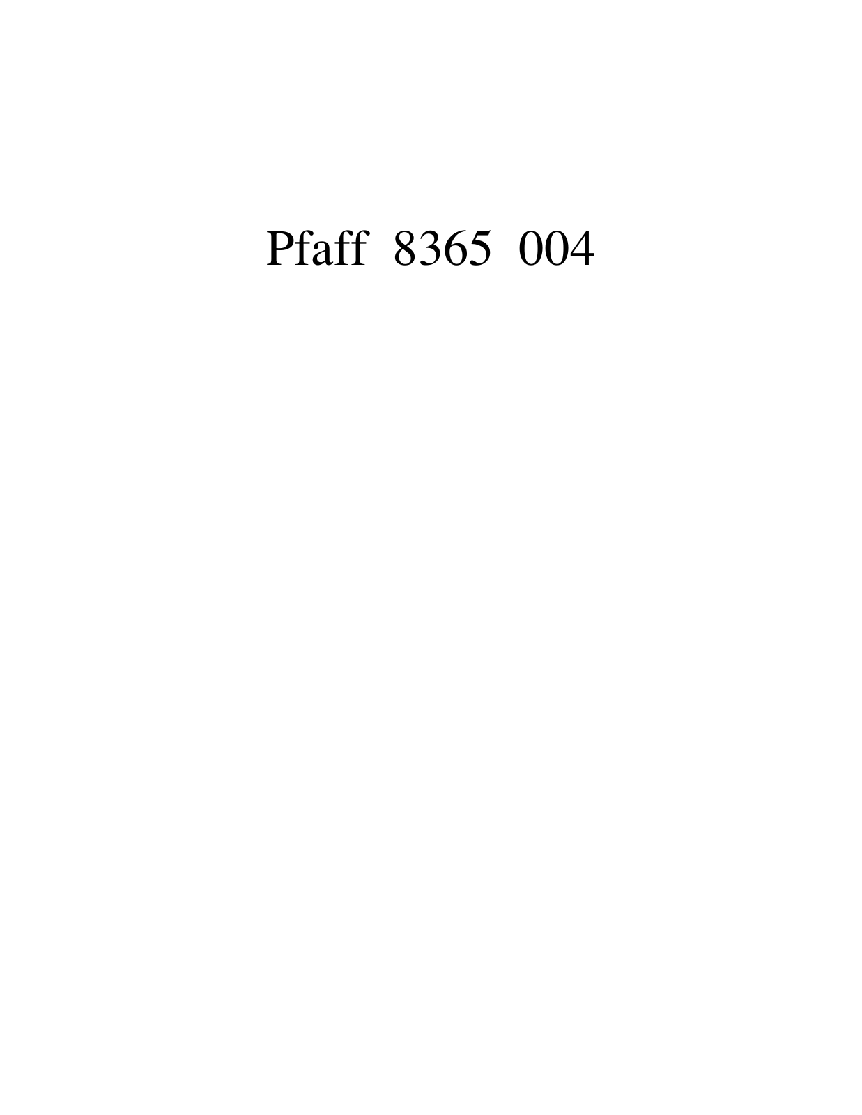 PFAFF 8365 004 Parts List