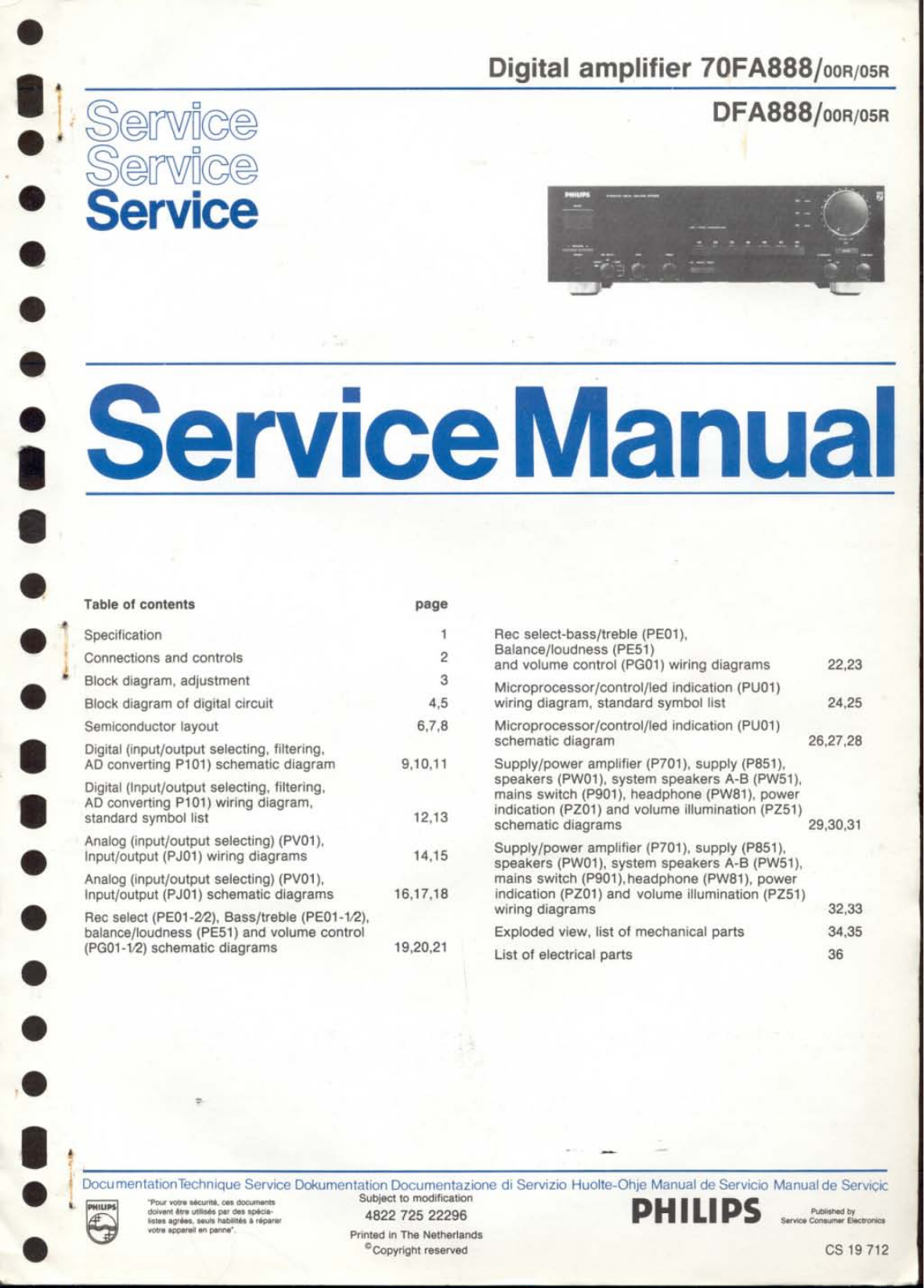 Philips 70-FA-888 Service manual