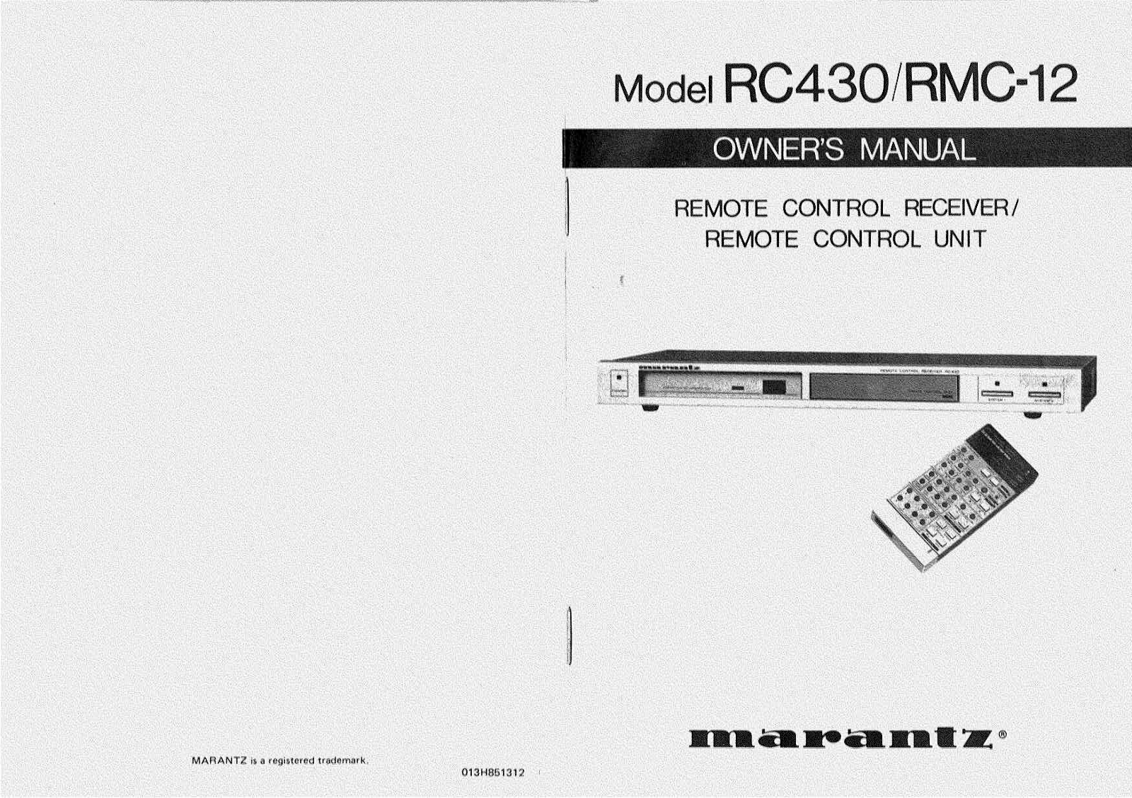 Marantz RC430, RMC 12 User Manual