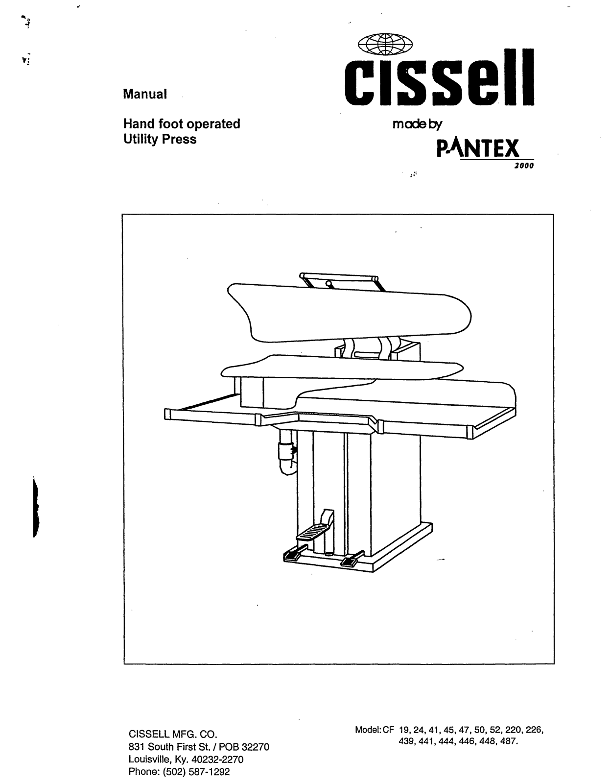 Cissell CF 50, CF 24, CF 487, CF 448, CF 47 Manual