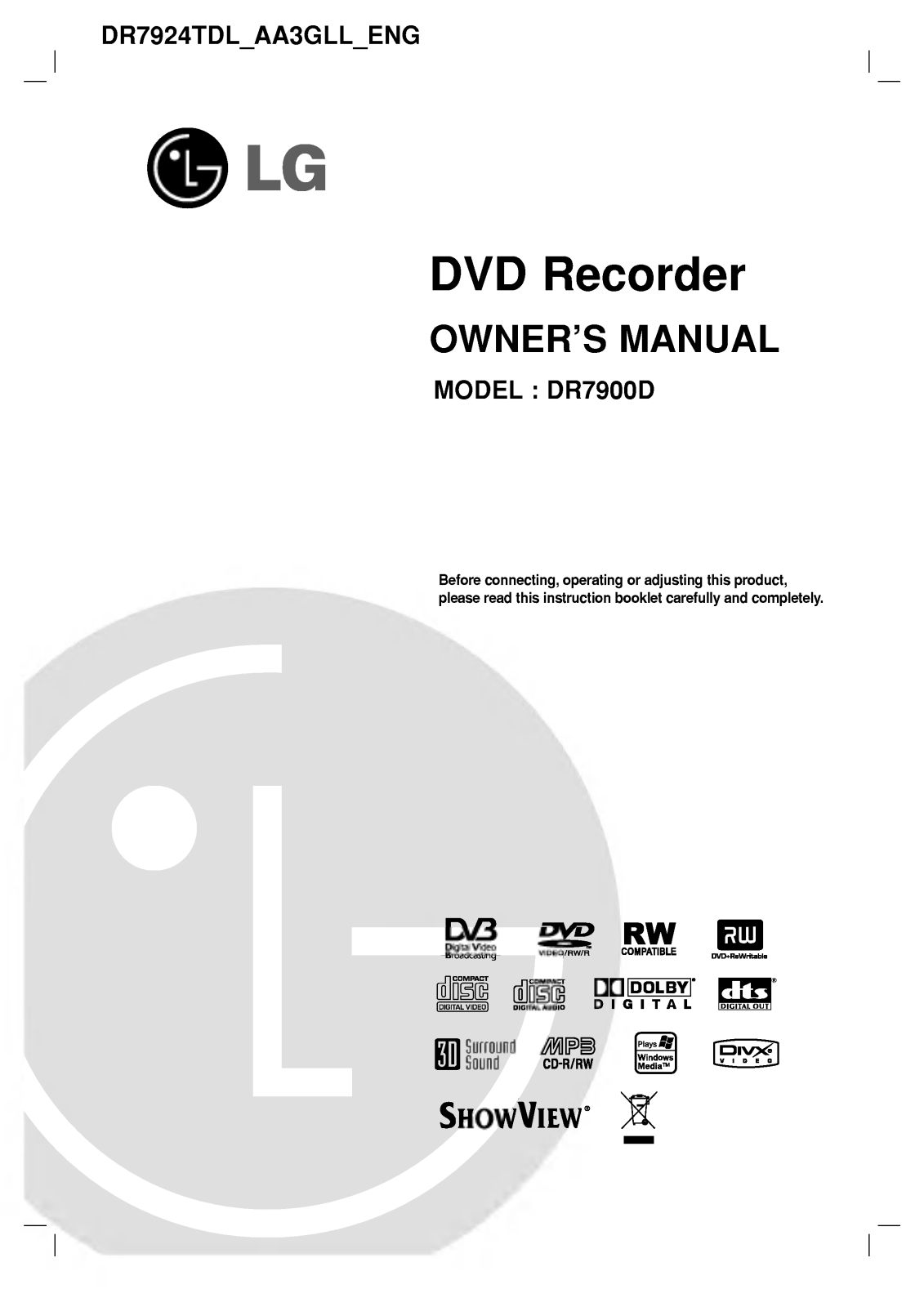 LG DR7924TDL Owner’s Manual