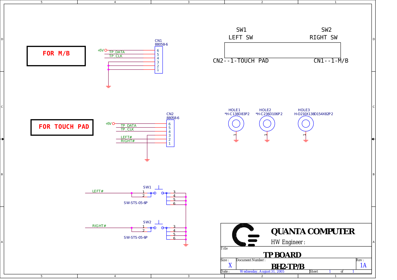 Toshiba Satellite Pro L100 Schematics TOUCHPAD BOARD