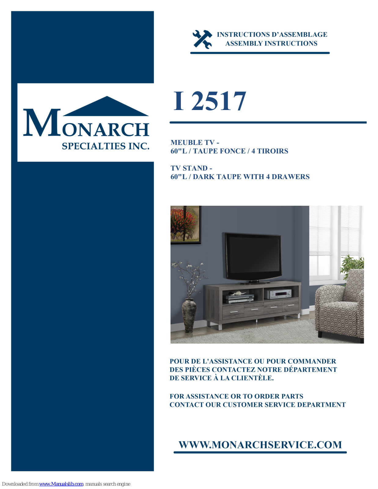 Monarch Specialties I 2517 Assembly Instructions Manual