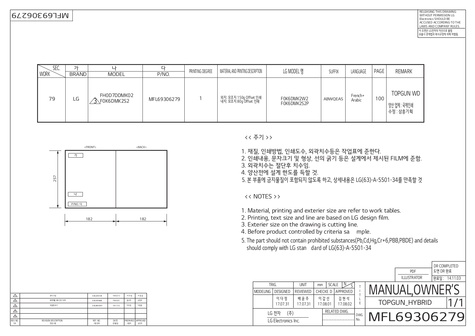 LG F0K6DMK2S2 Owner’s Manual