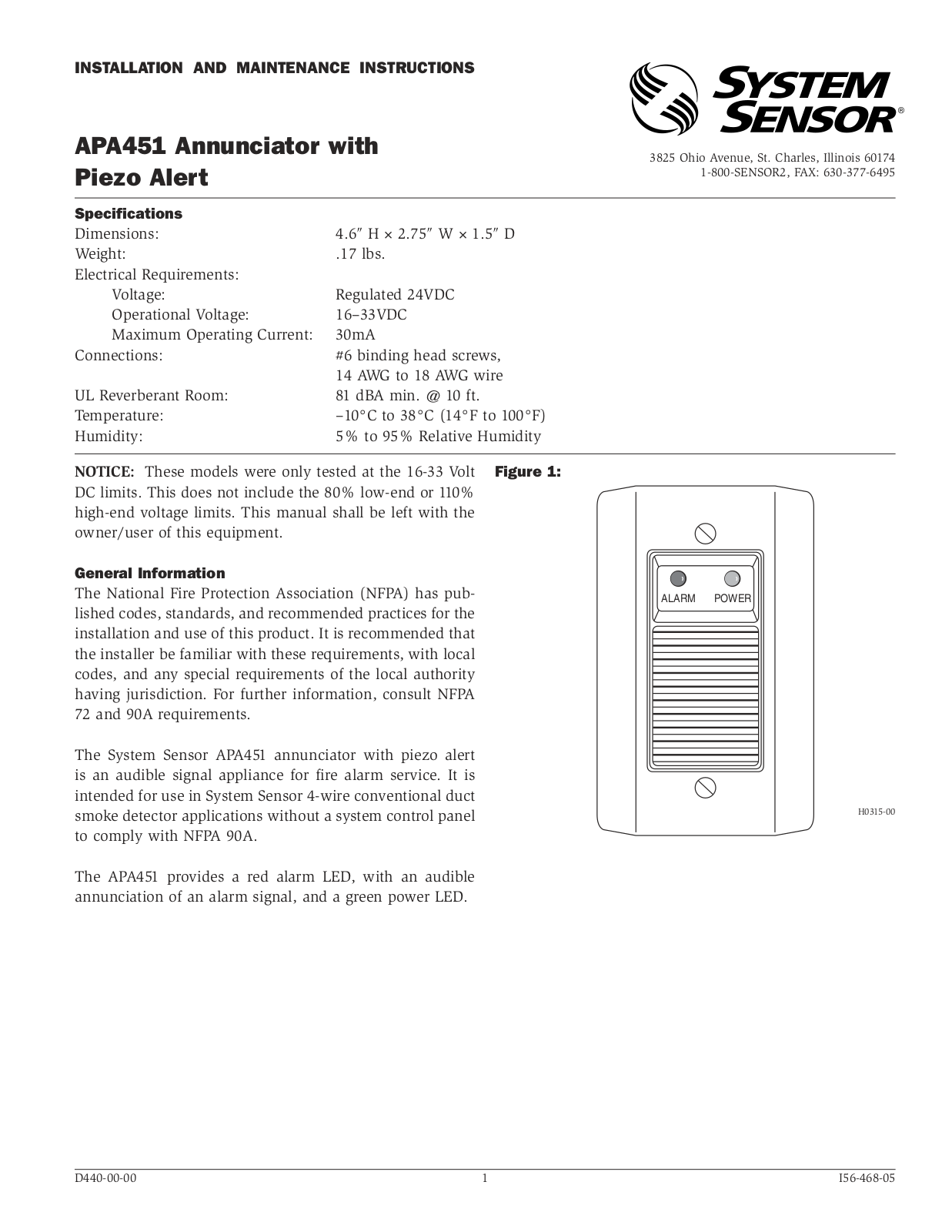 System Sensor APA451 User Manual