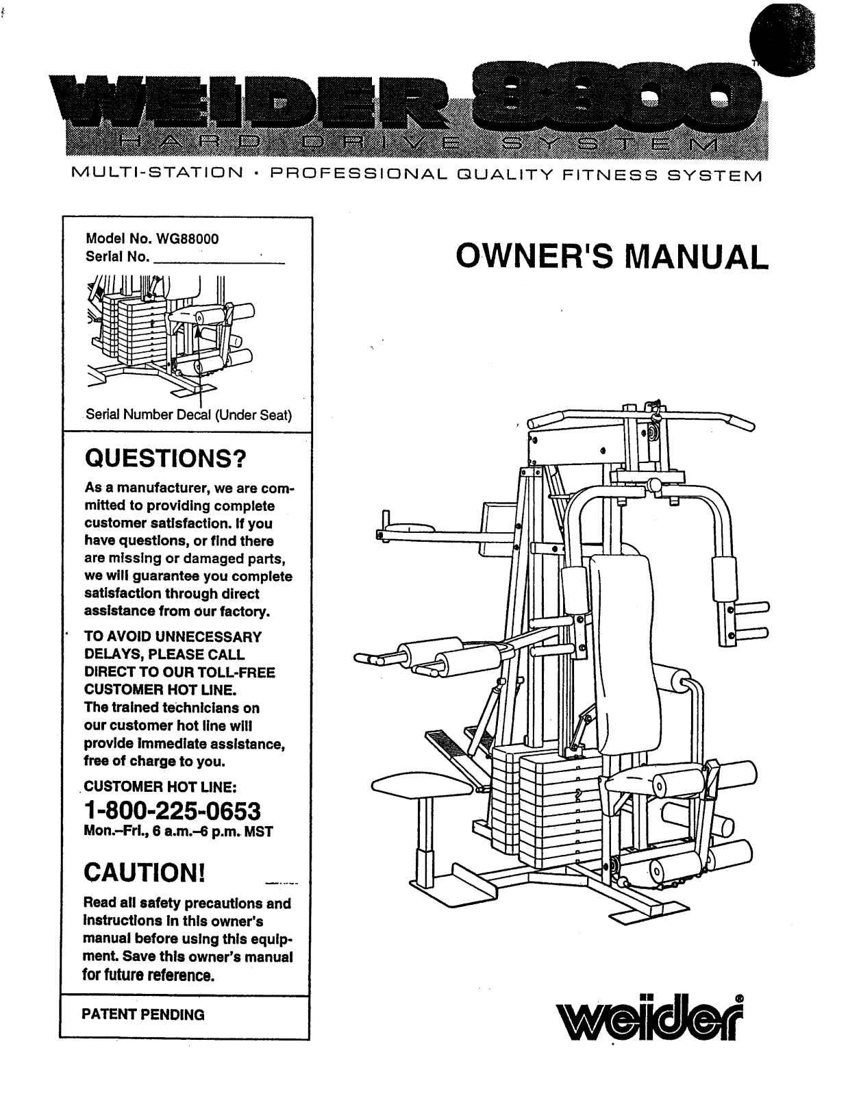 Weider 8800 Owner's Manual