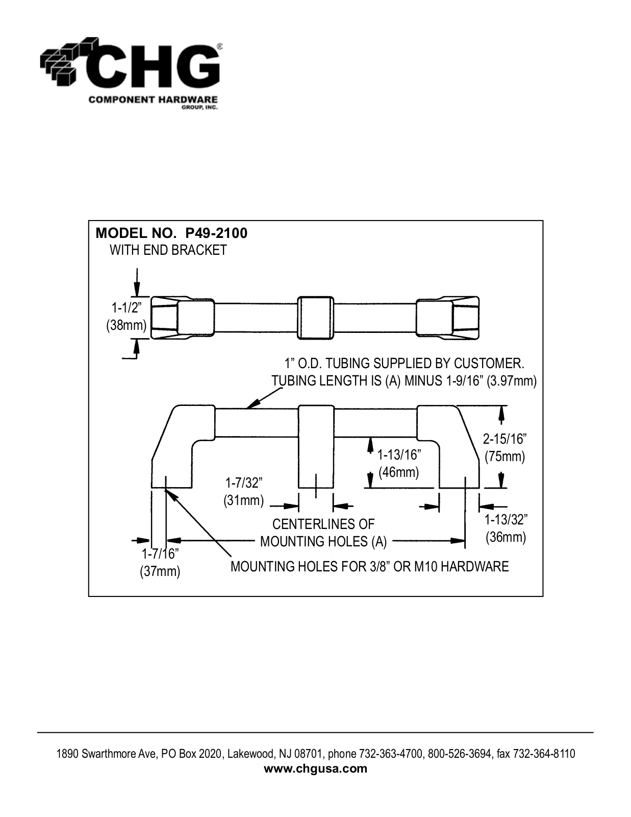 Component Hardware P49-2100 User Manual