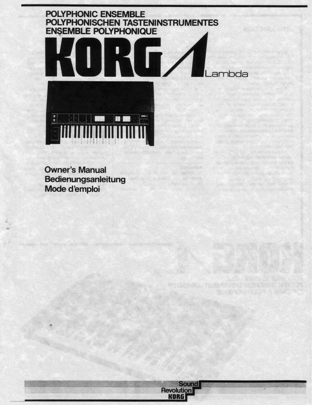 Korg Lambda Owner's Manual