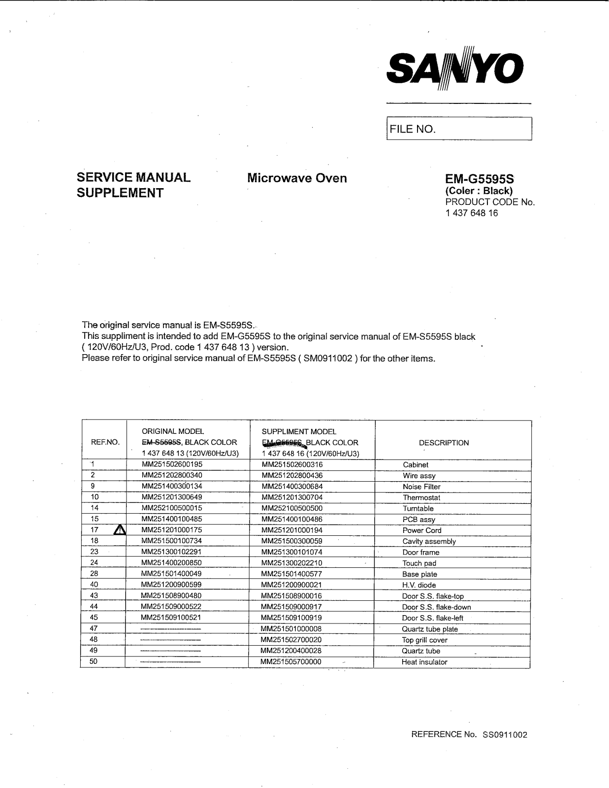 Sanyo EM-G5595S User Manual