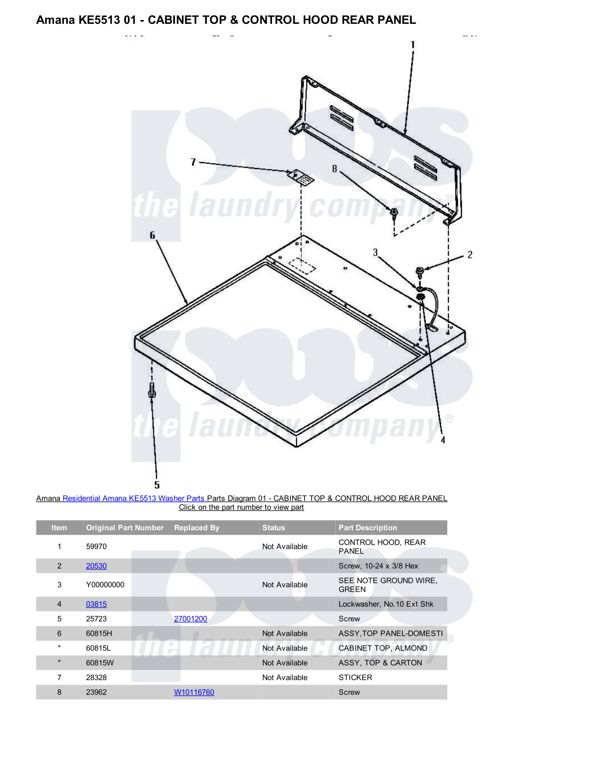 Amana KE5513 Parts Diagram