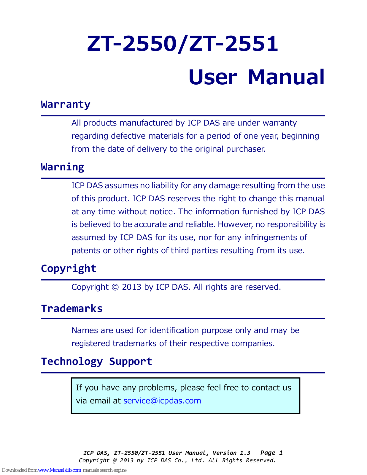 ICPDAS ZT-2550, ZT-2551 User Manual