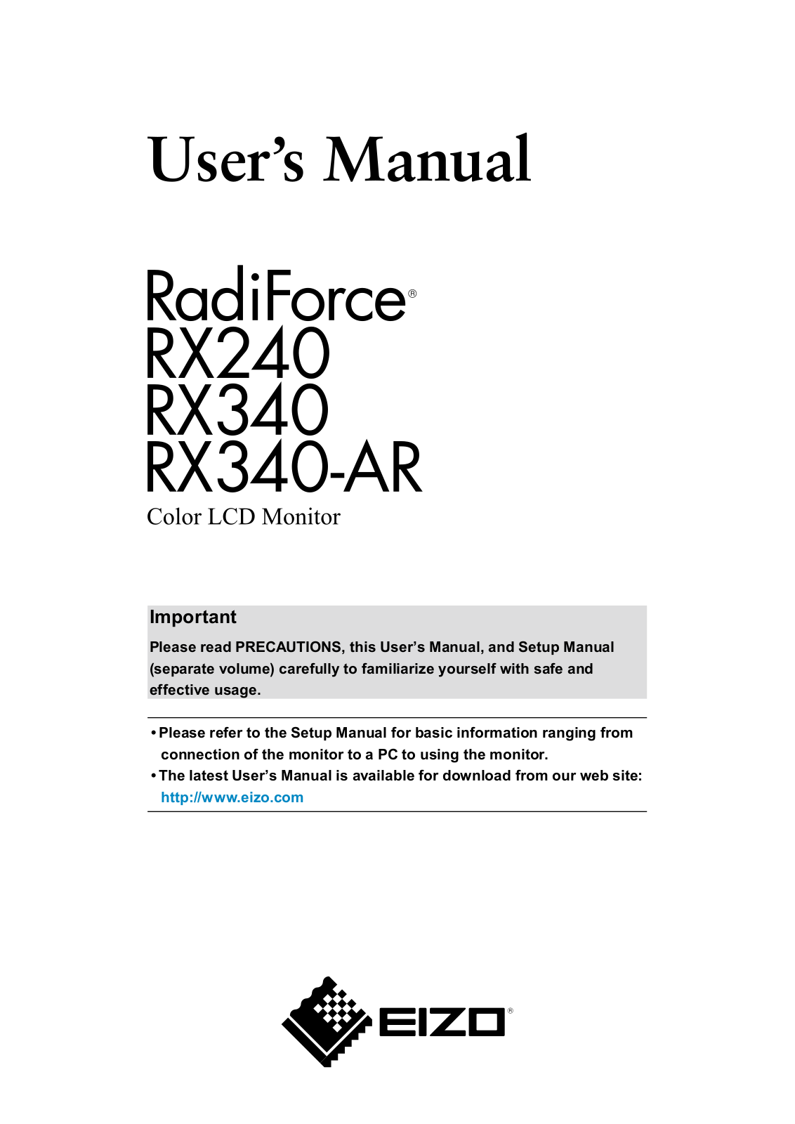 Eizo RX340, RX240, RX340-AR User Manual