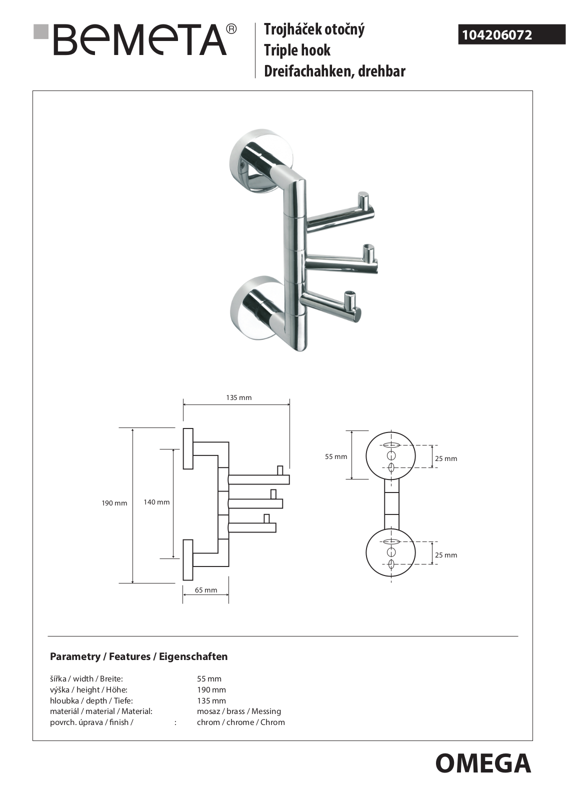 Bemeta Omega 104206072 User guide