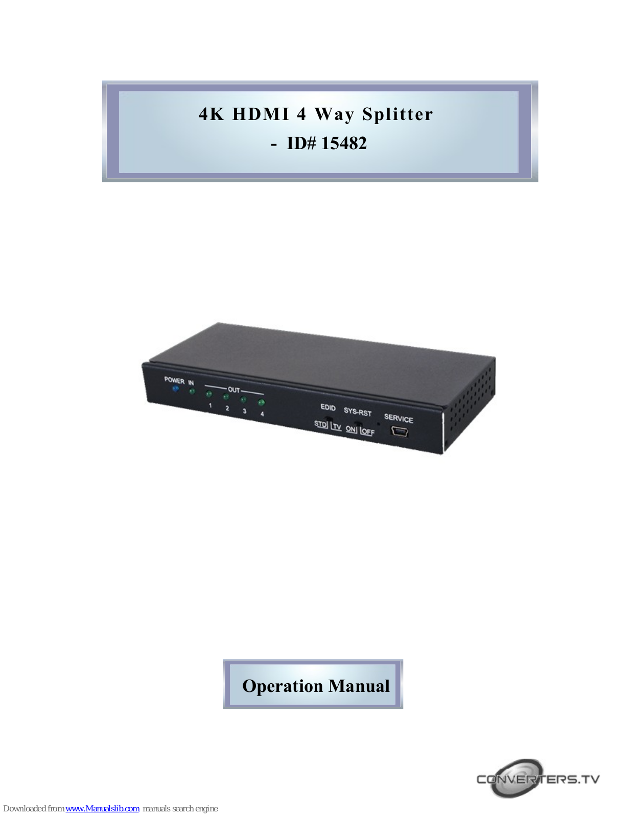 Converters.TV 15482 Operation Manual