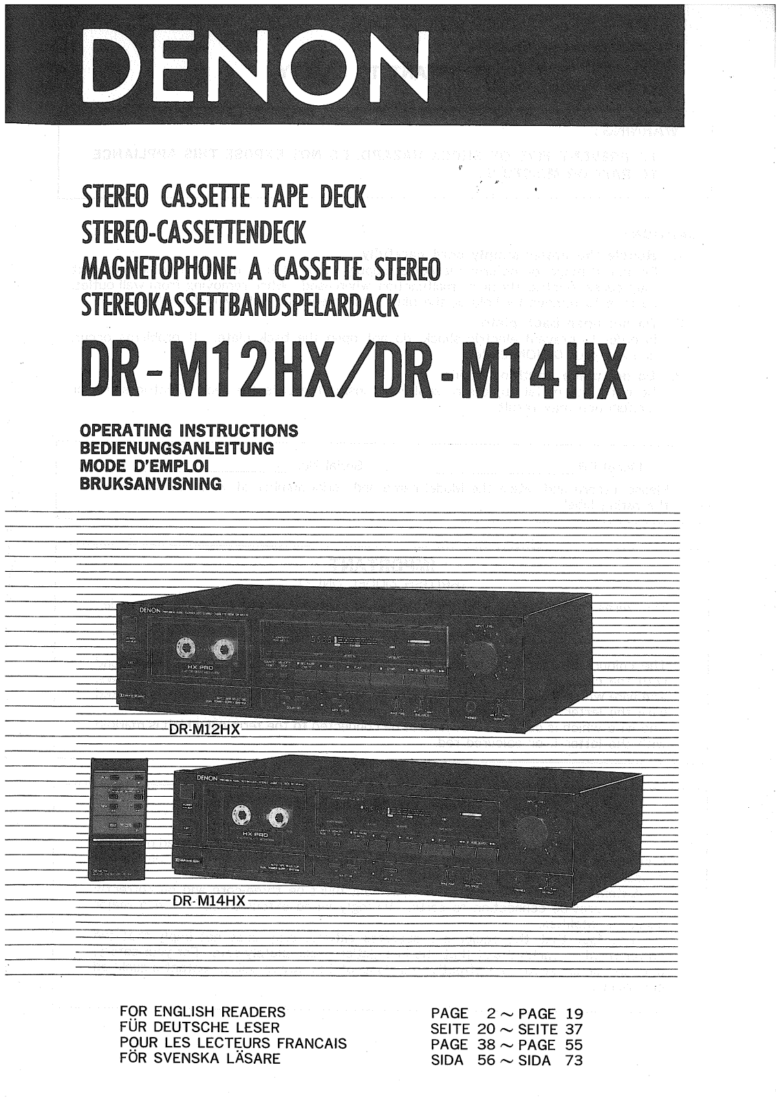 Denon DR-M12HX, DR-M14HX Owner's Manual