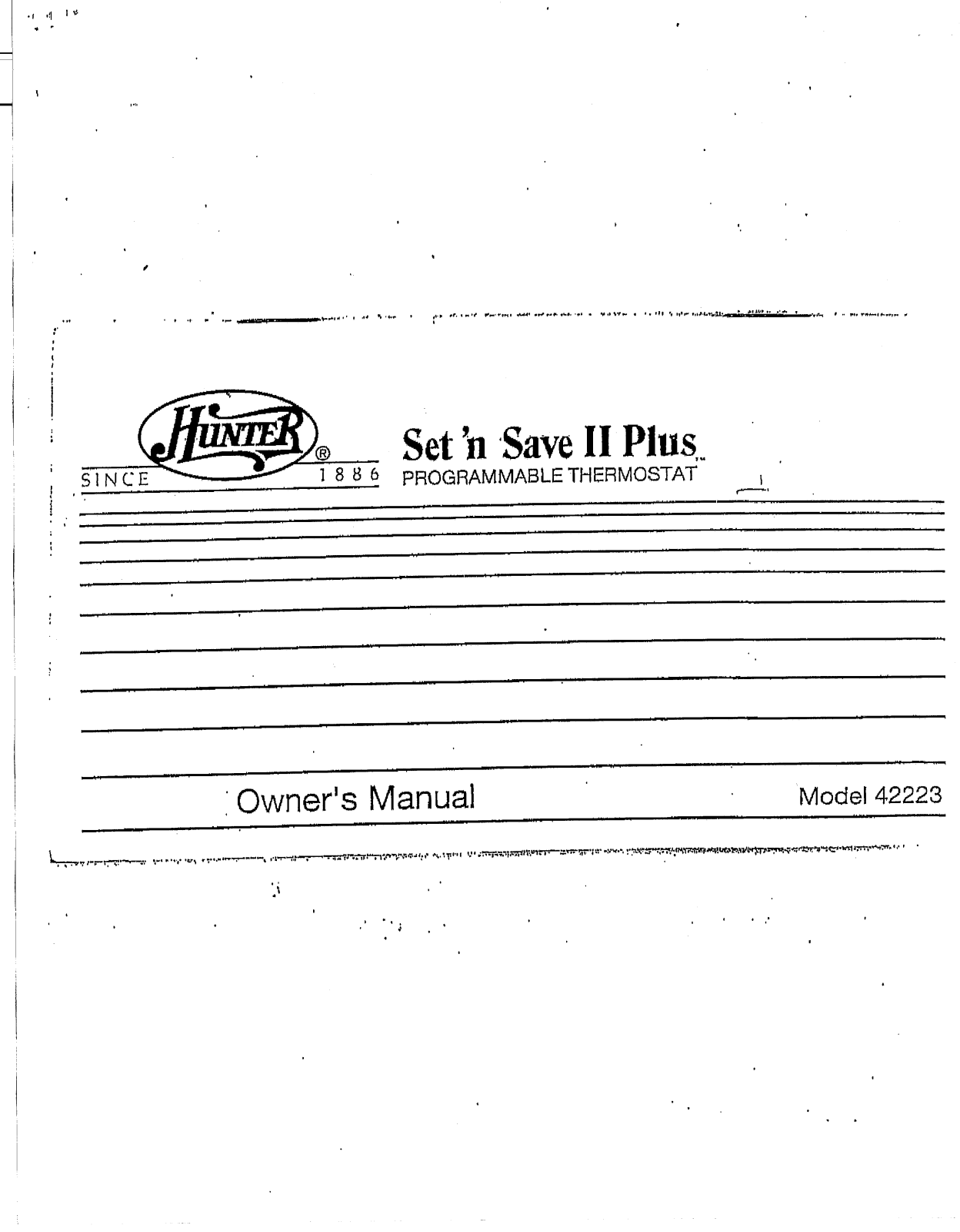 Hunter 42223 Owner's Manual