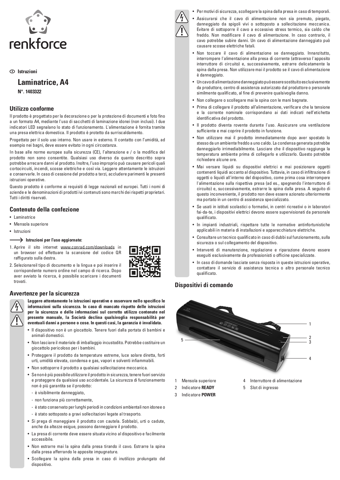 Renkforce 1403322 Operating Instructions