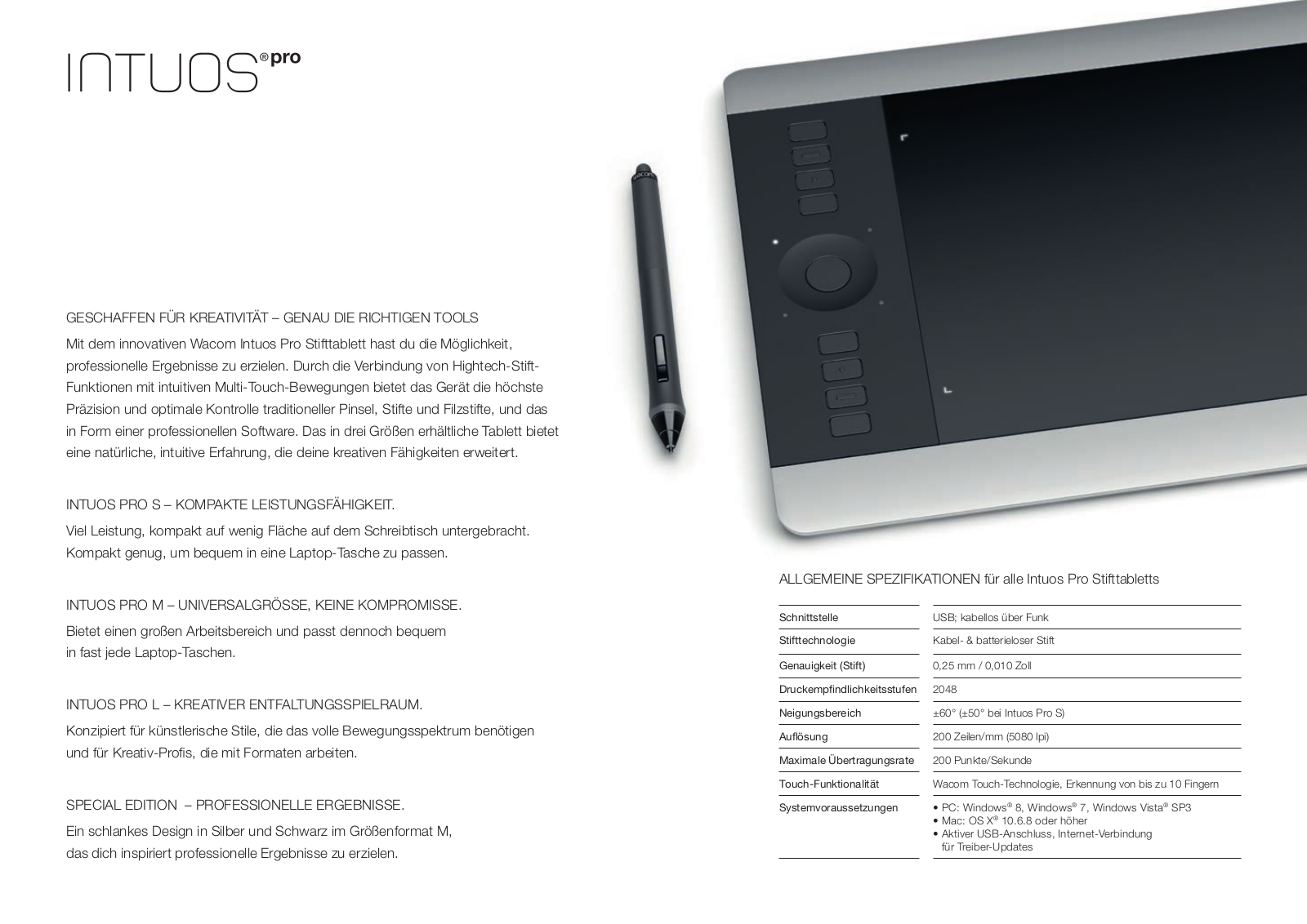 Wacom Intuos Pro S, Intuos Pro M, Intuos Pro M Special Edition, Intuos Pro L User Manual