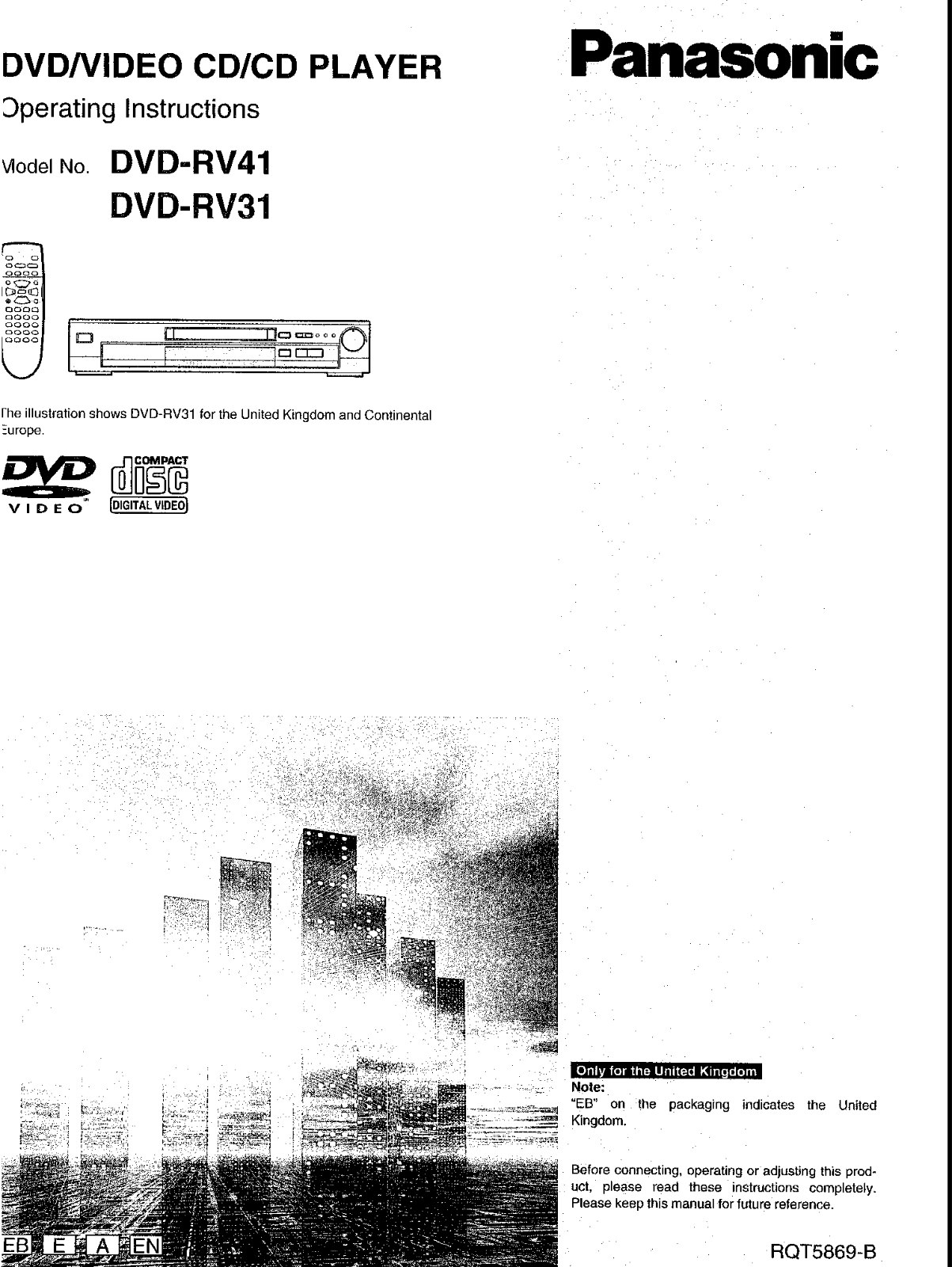 Panasonic DVD-RV41, DVD-RV31 User Manual