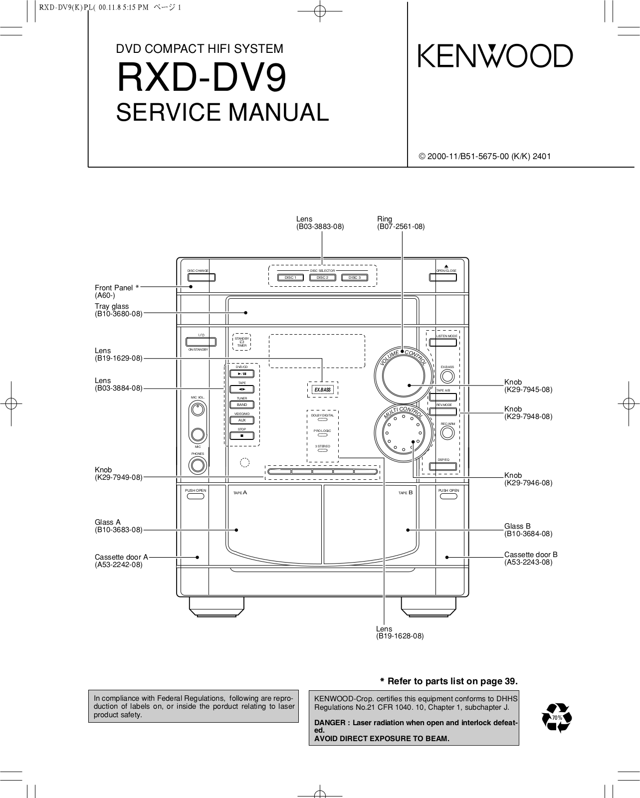 Kenwood RXDDV-9 Service manual