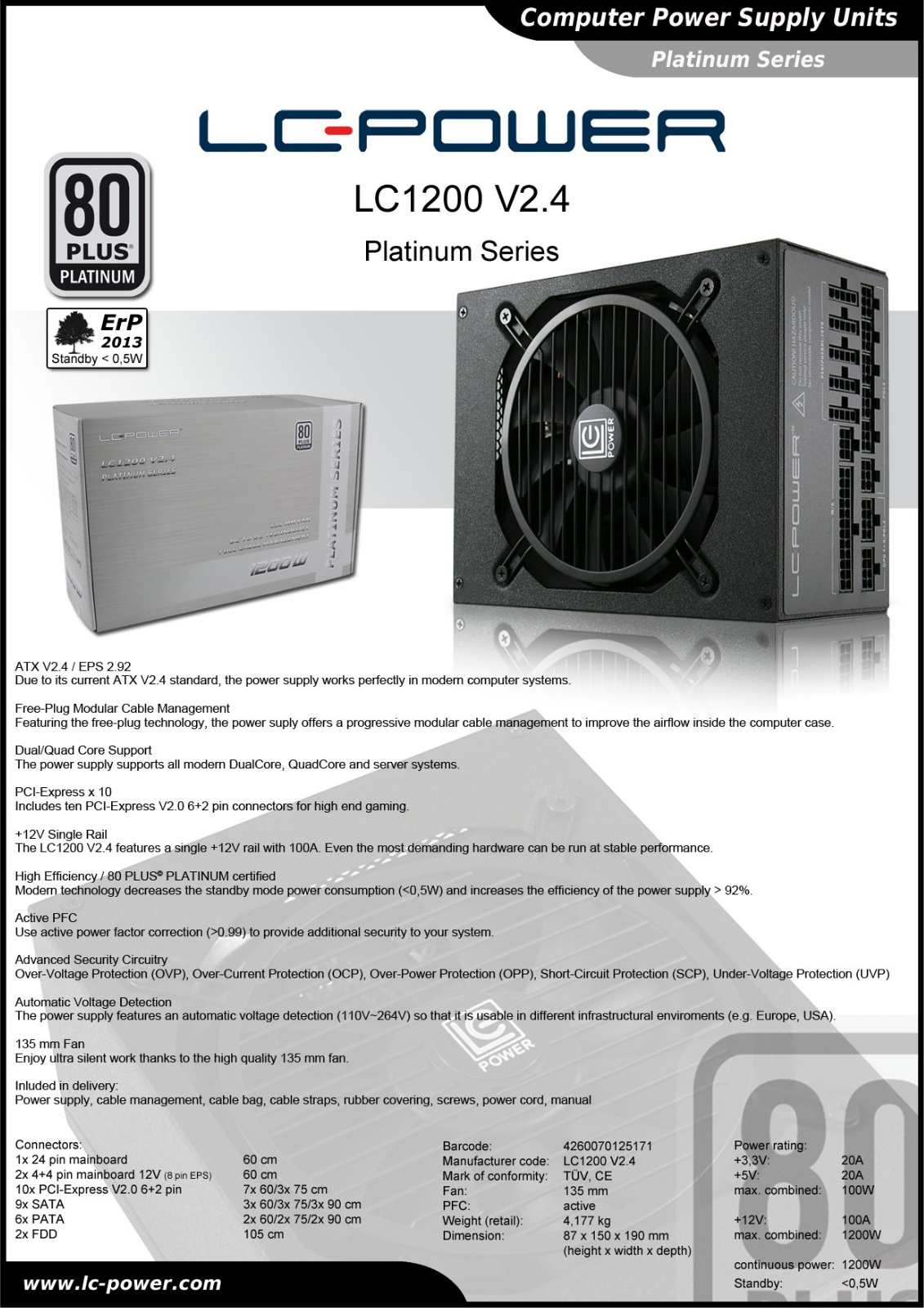 LC-Power LC1200 User Manual