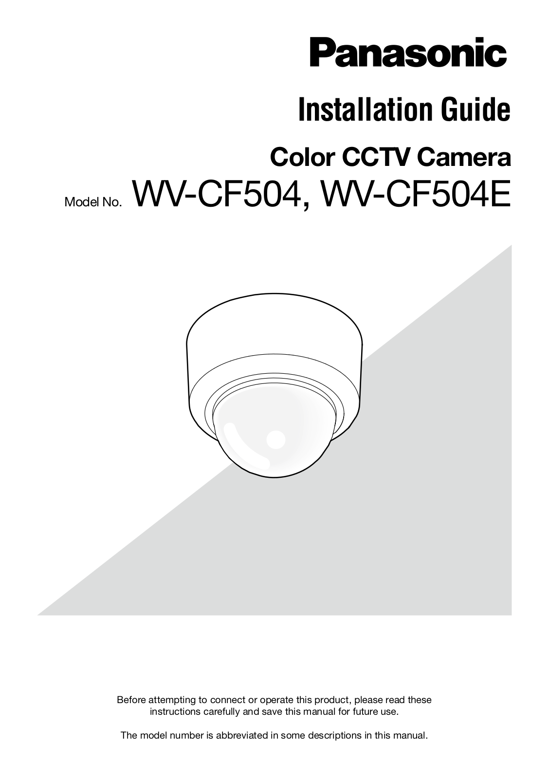 Panasonic WV-CF504 Installation Guide