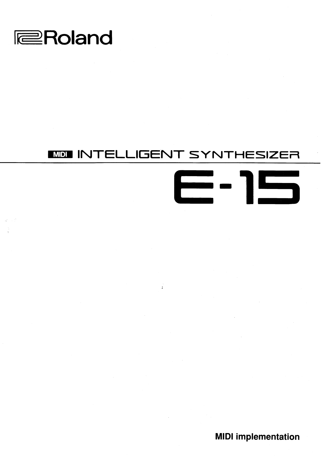 Roland E 15 Service Manual