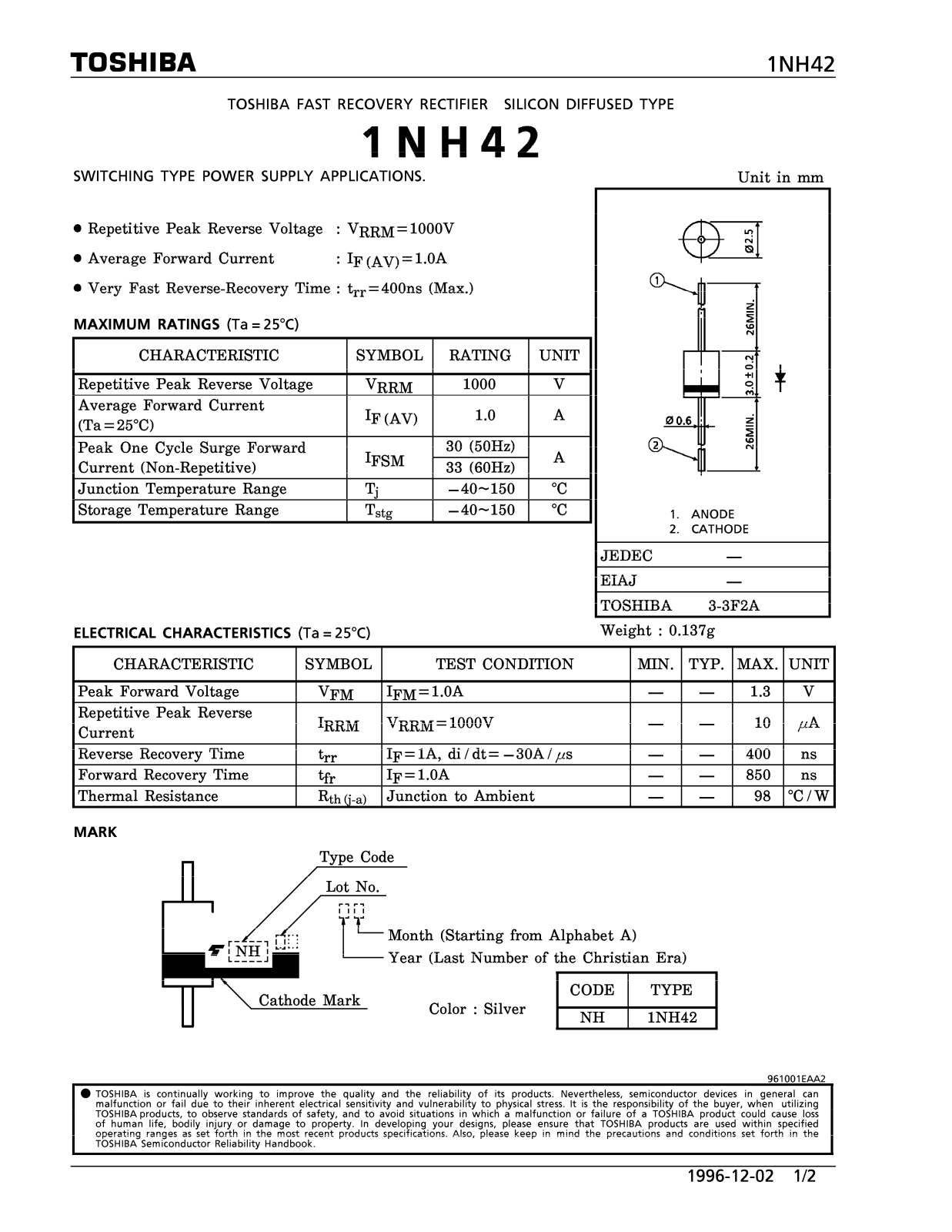 Toshiba 1NH42 Datasheet