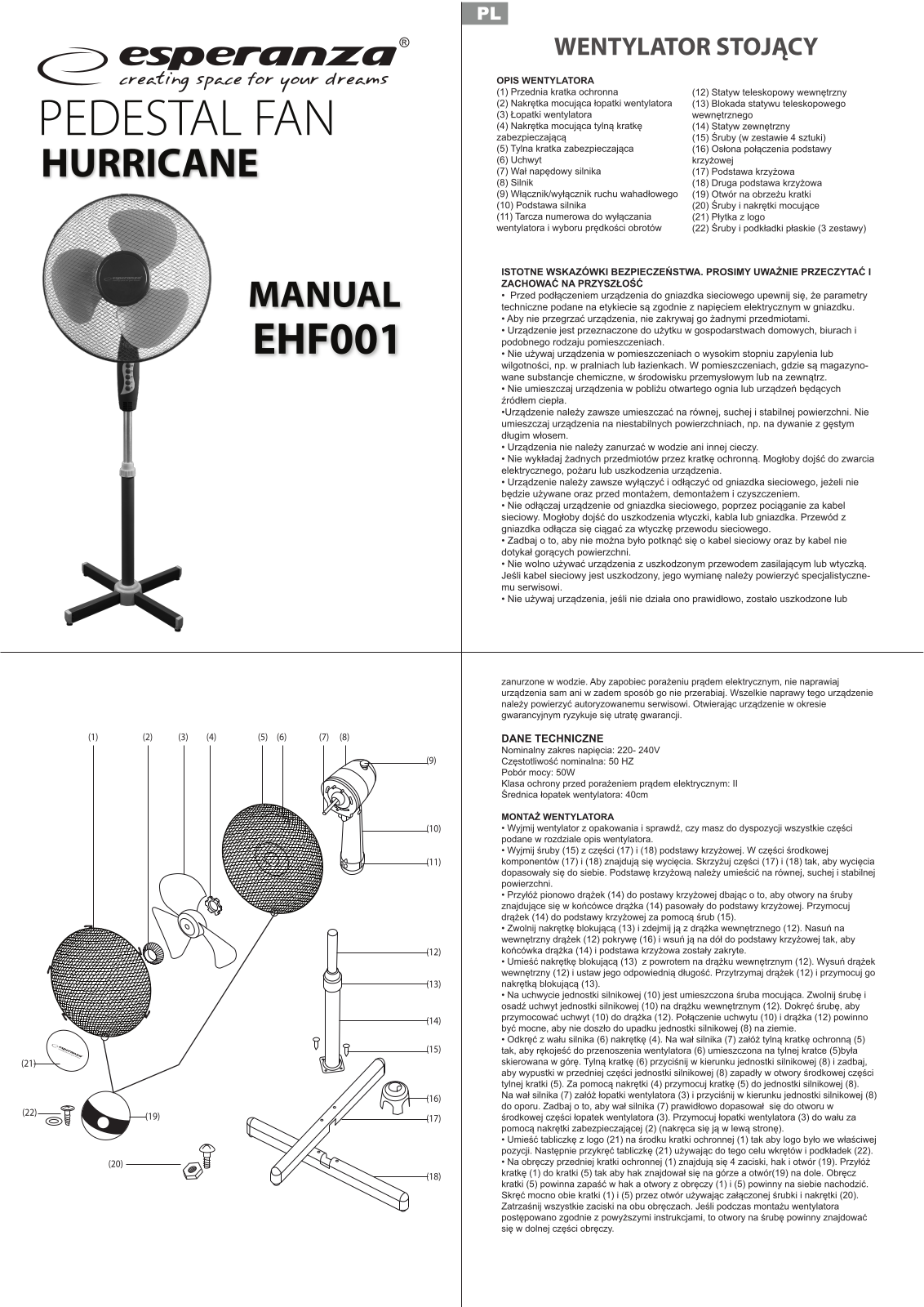 ESPERANZA EHF001 User guide - ManualMachine.com