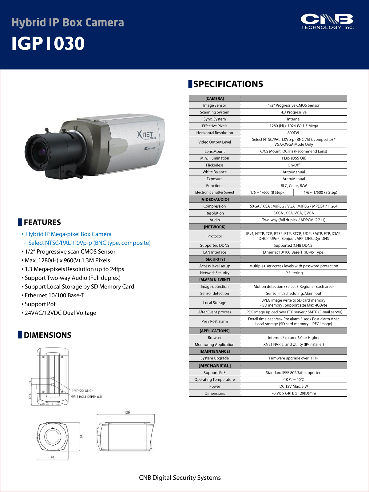 CNB IGP1030 Specsheet