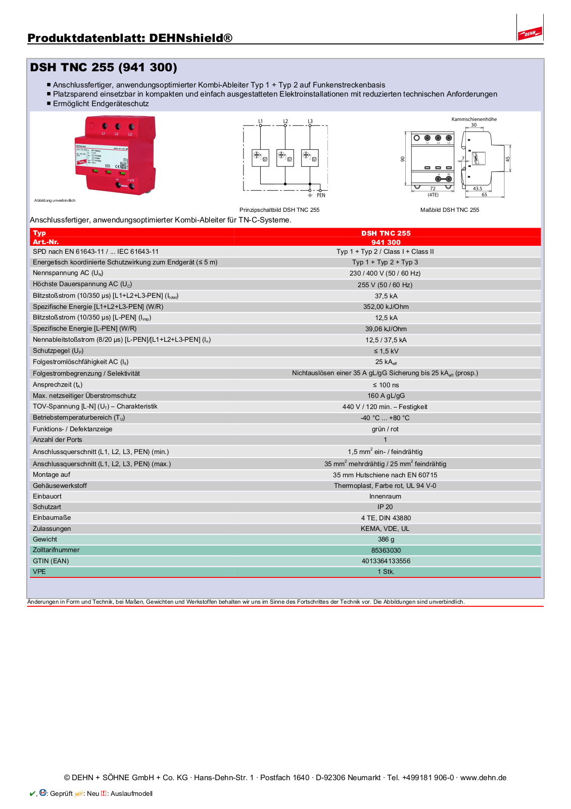 DEHN DSH TNC 255 Datasheet - ManualMachine.com