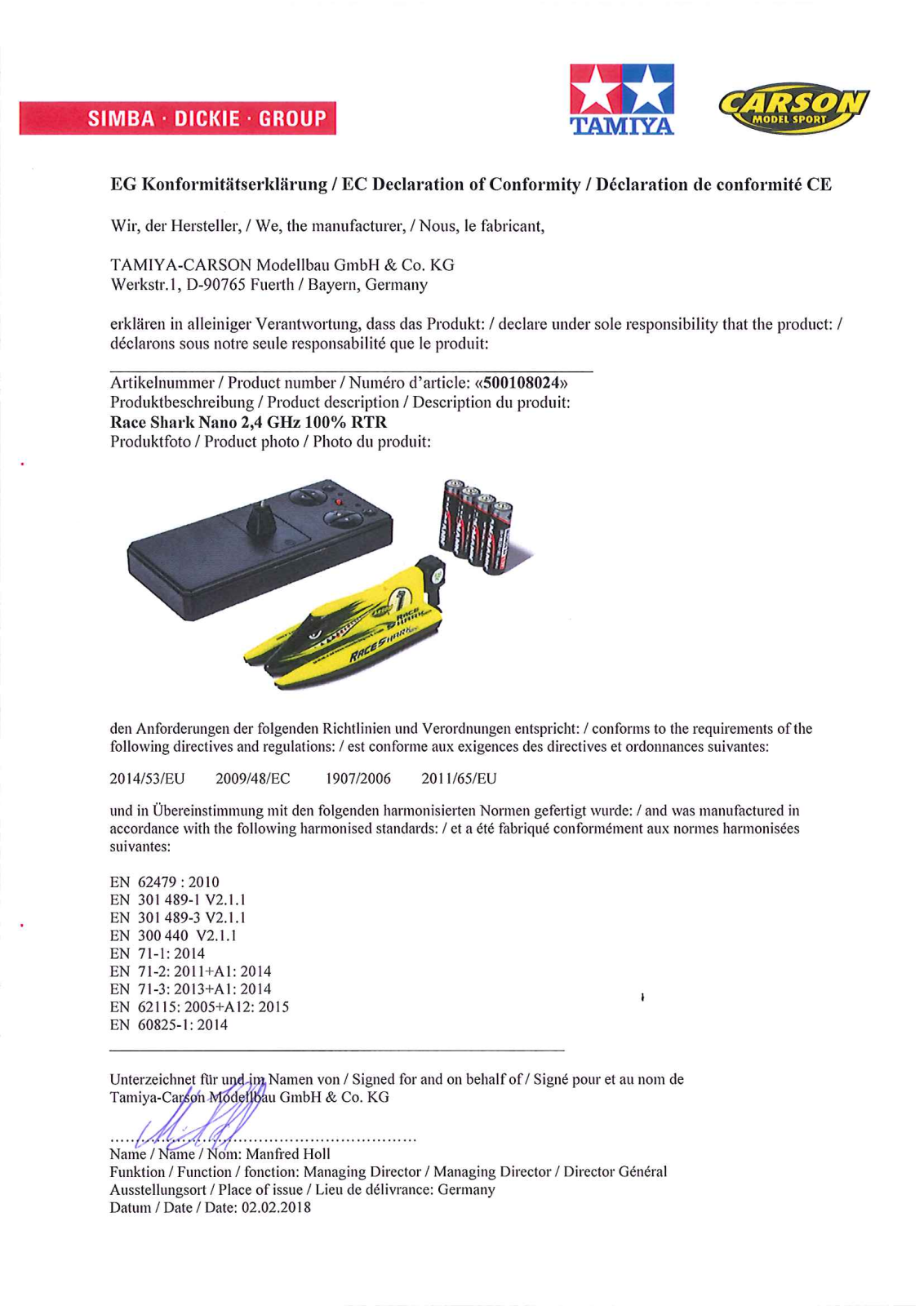 Carson Race Shark Nano operation manual