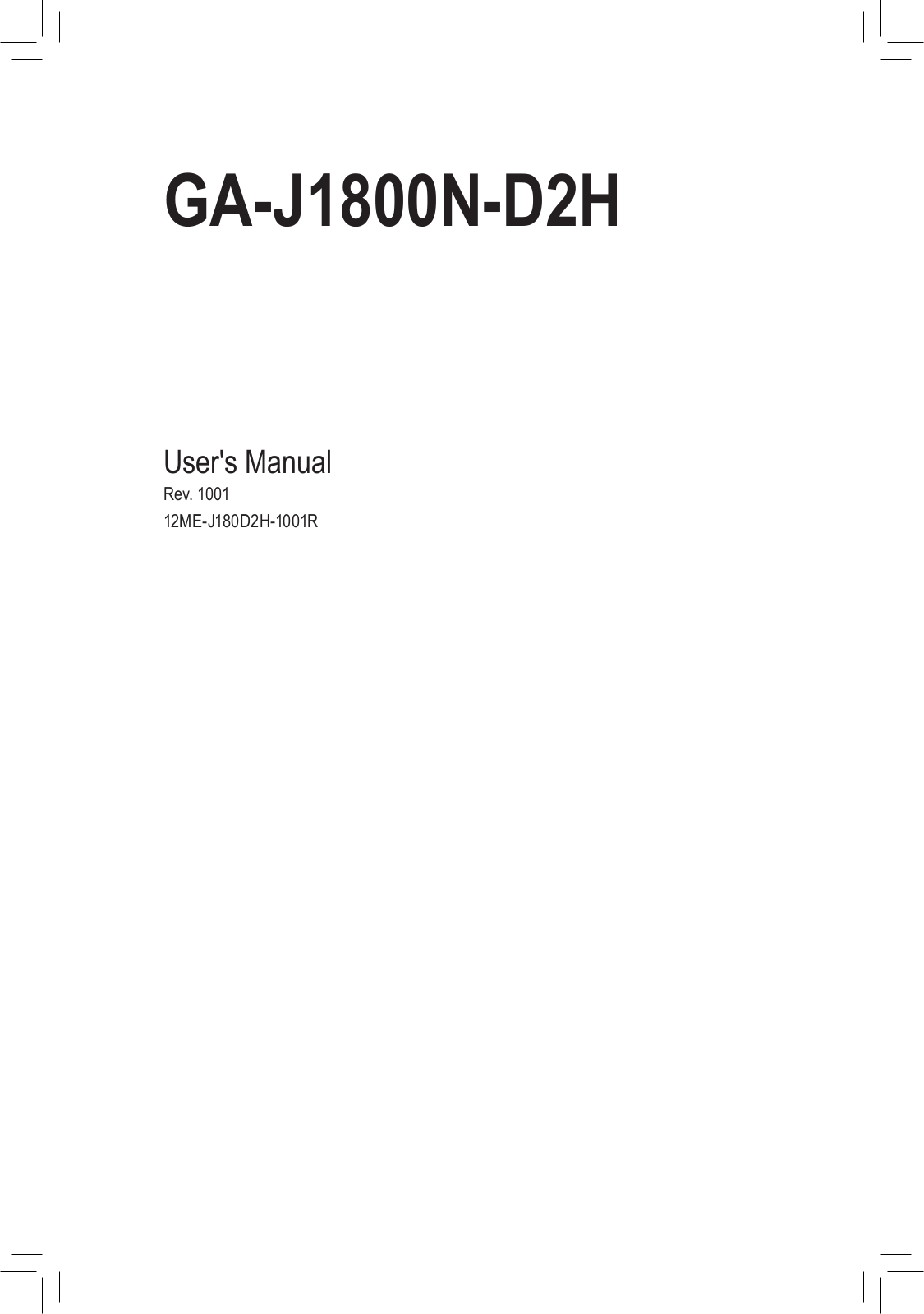 Gigabyte GA-J1800N-D2H User Manual