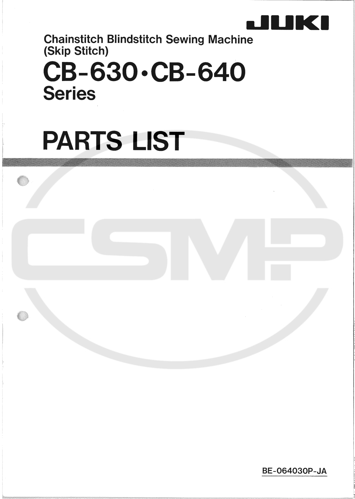 Juki CB630, CB640 Parts Book