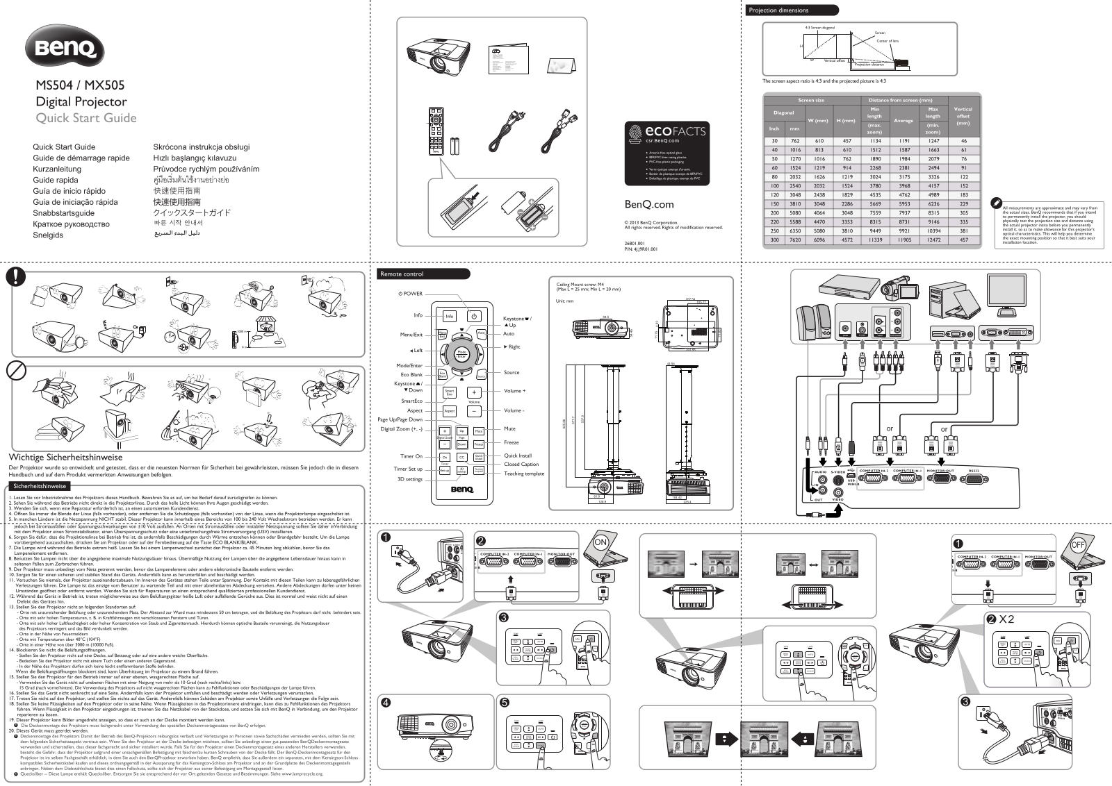 BenQ MS504, MX505 Quick Start Manual