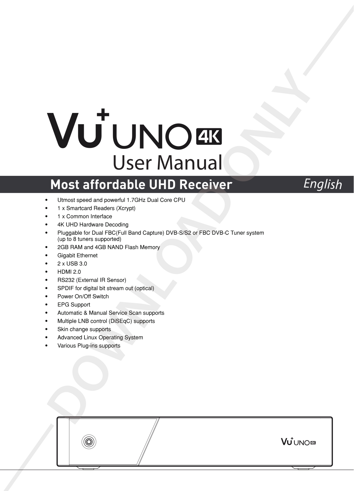 VU+ UNO 4K User Manual