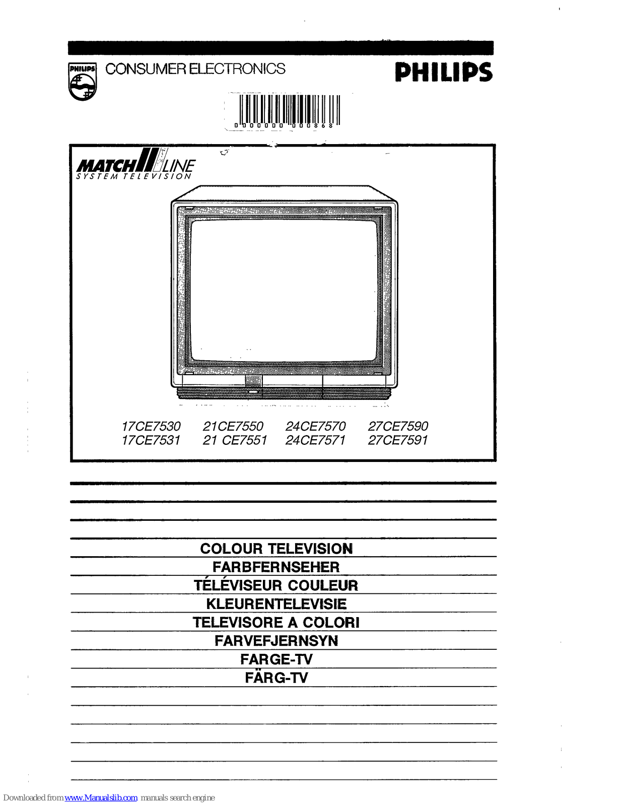 Philips 24CE7570, 17CE7530, 24CE7571, 27CE7590, 27CE7591 Operating Instructions Manual