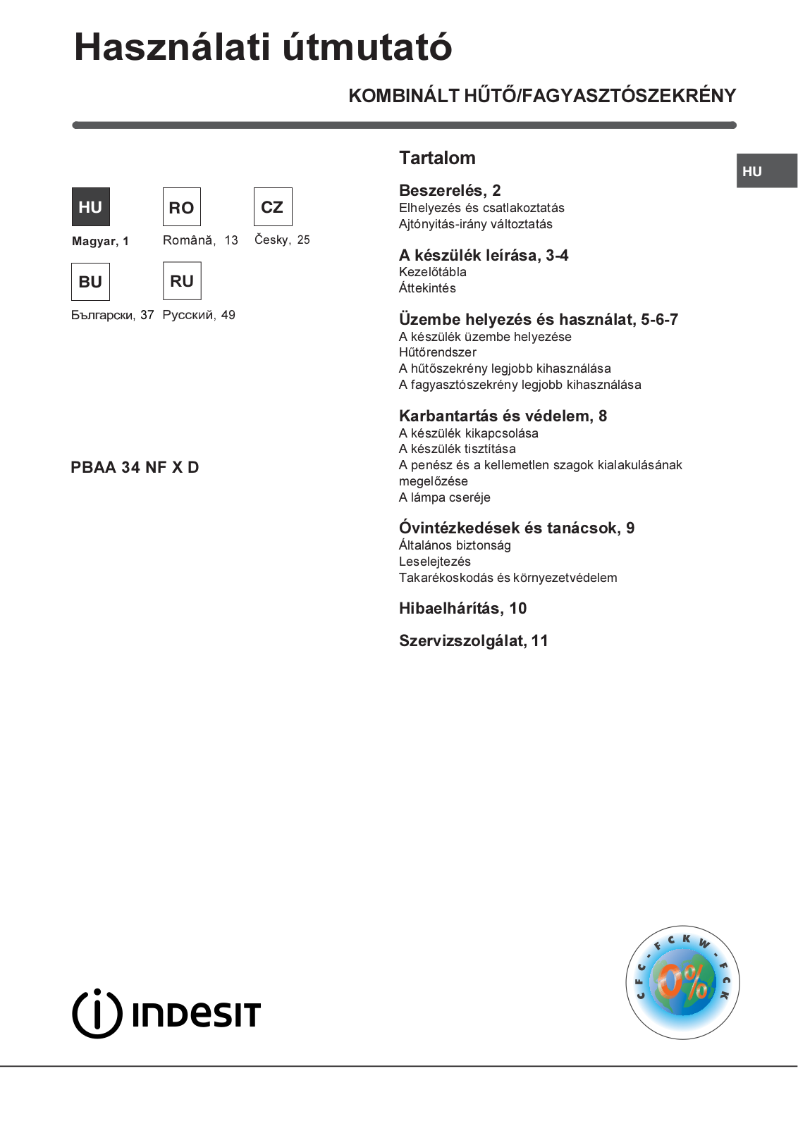 Indesit PBAA 34 NF X D User Manual