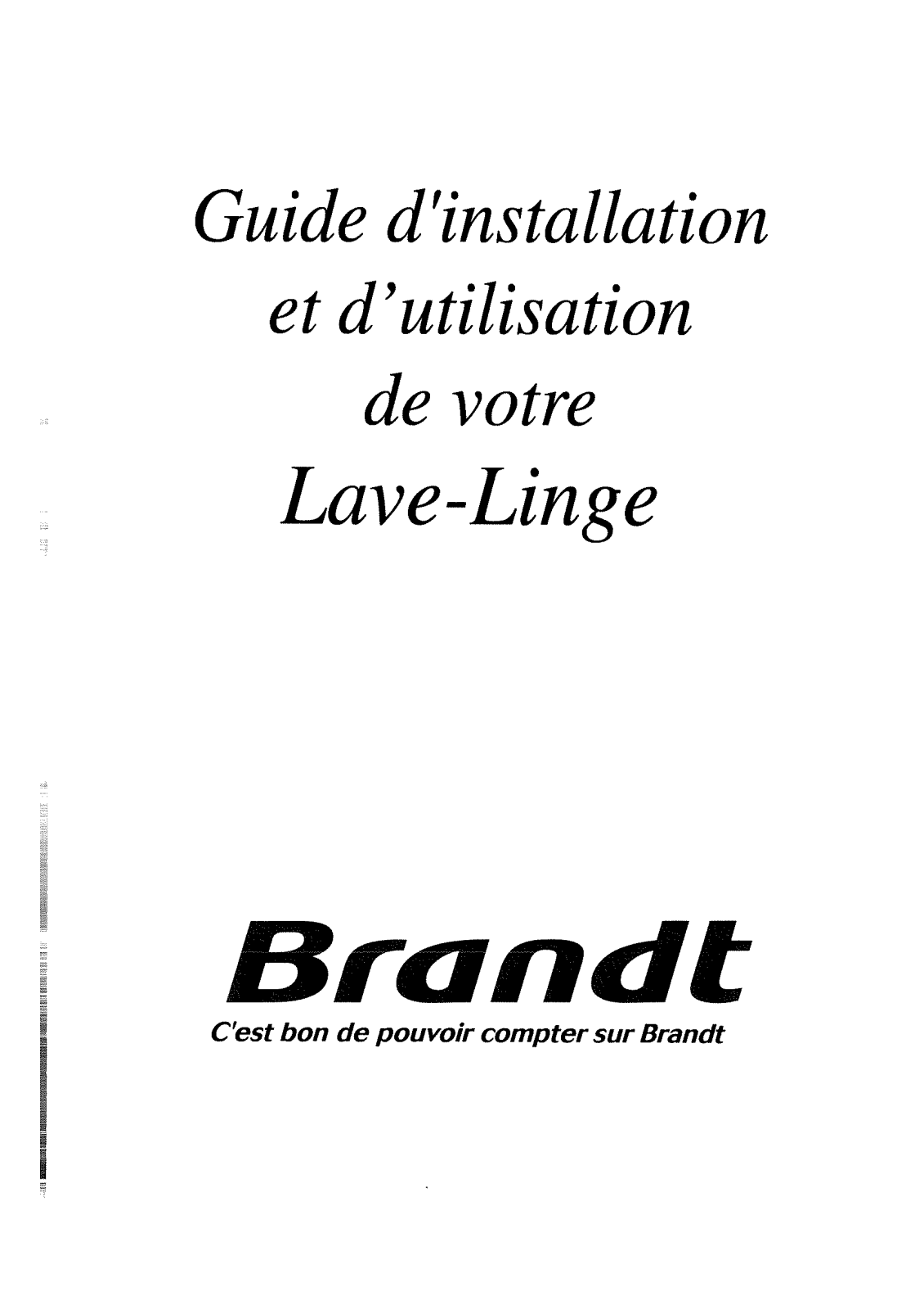 BRANDT WTM103 User Manual