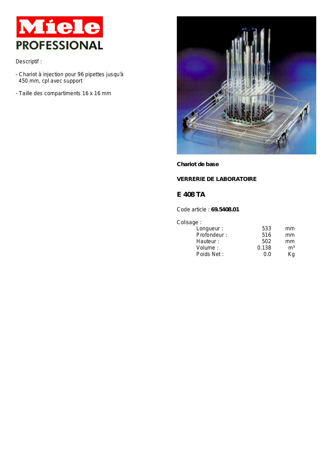 MIELE E 408 DESCRIPTIF User Manual