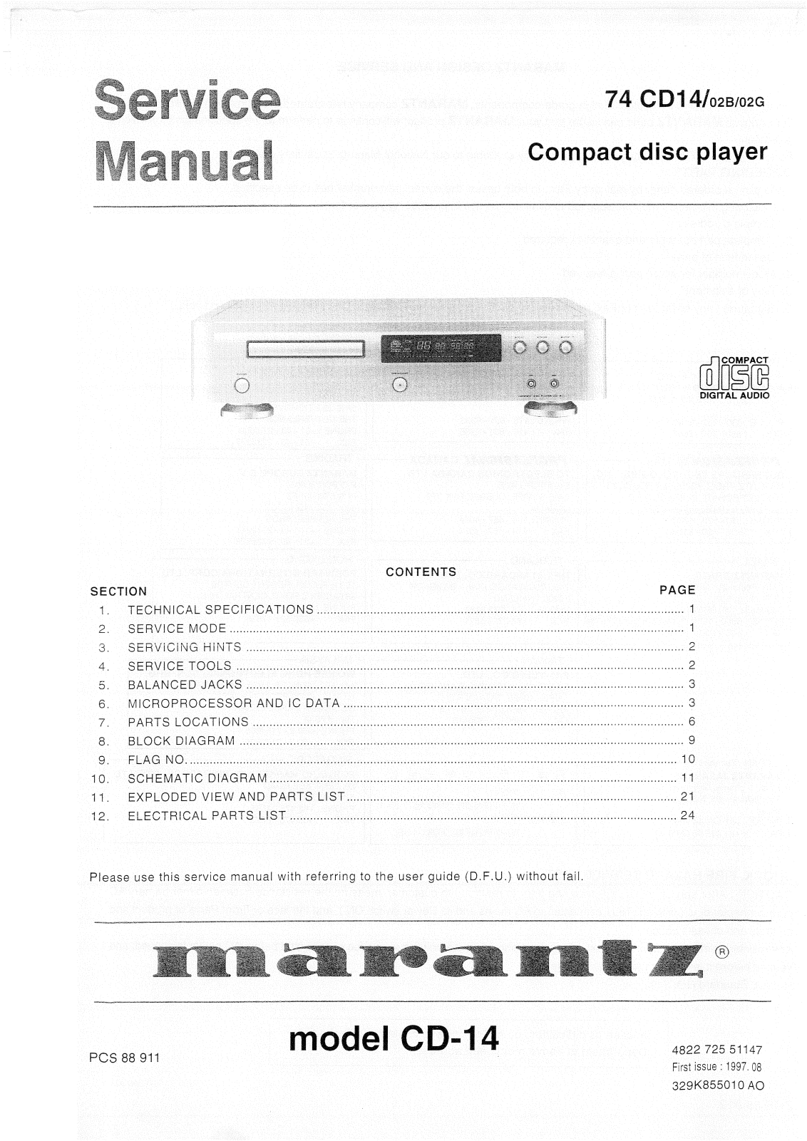 Marantz CD-14 Service Manual