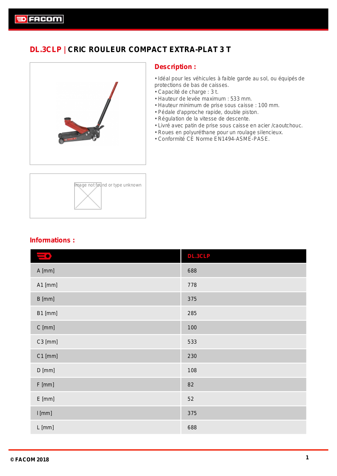 Facom DL.3CLPPF Specification - ManualMachine.com