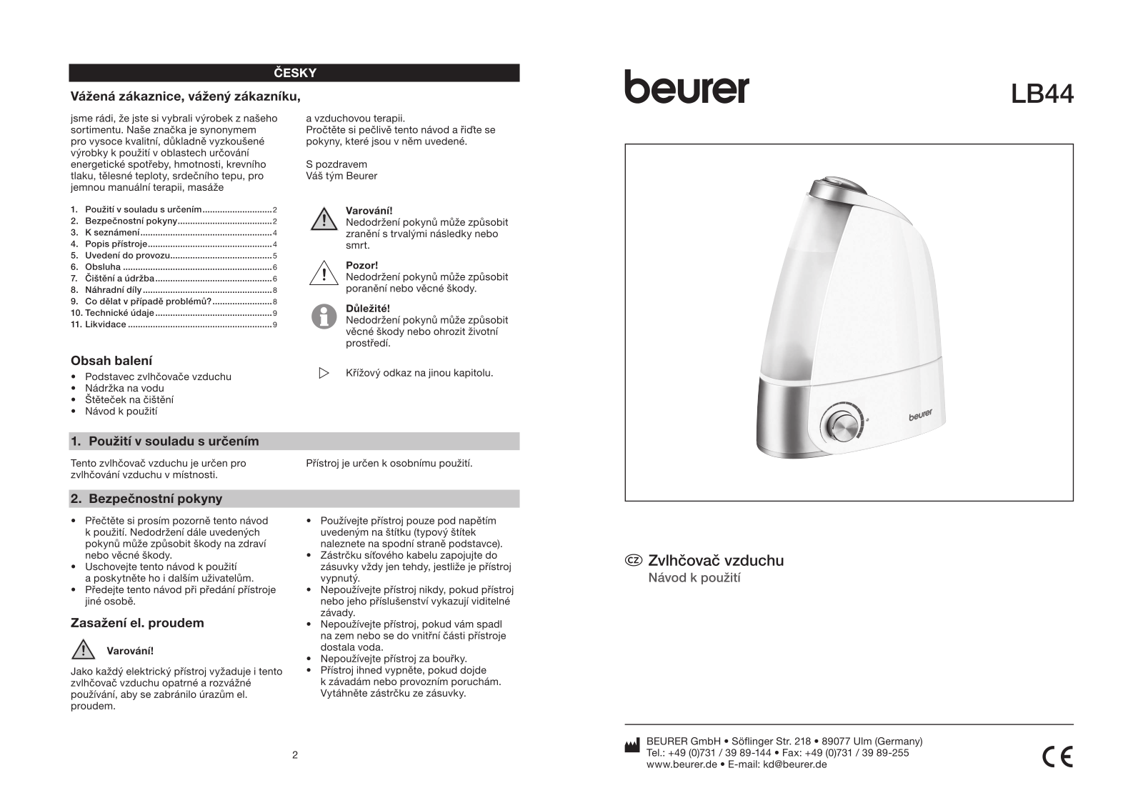 Beurer LB44 User guide