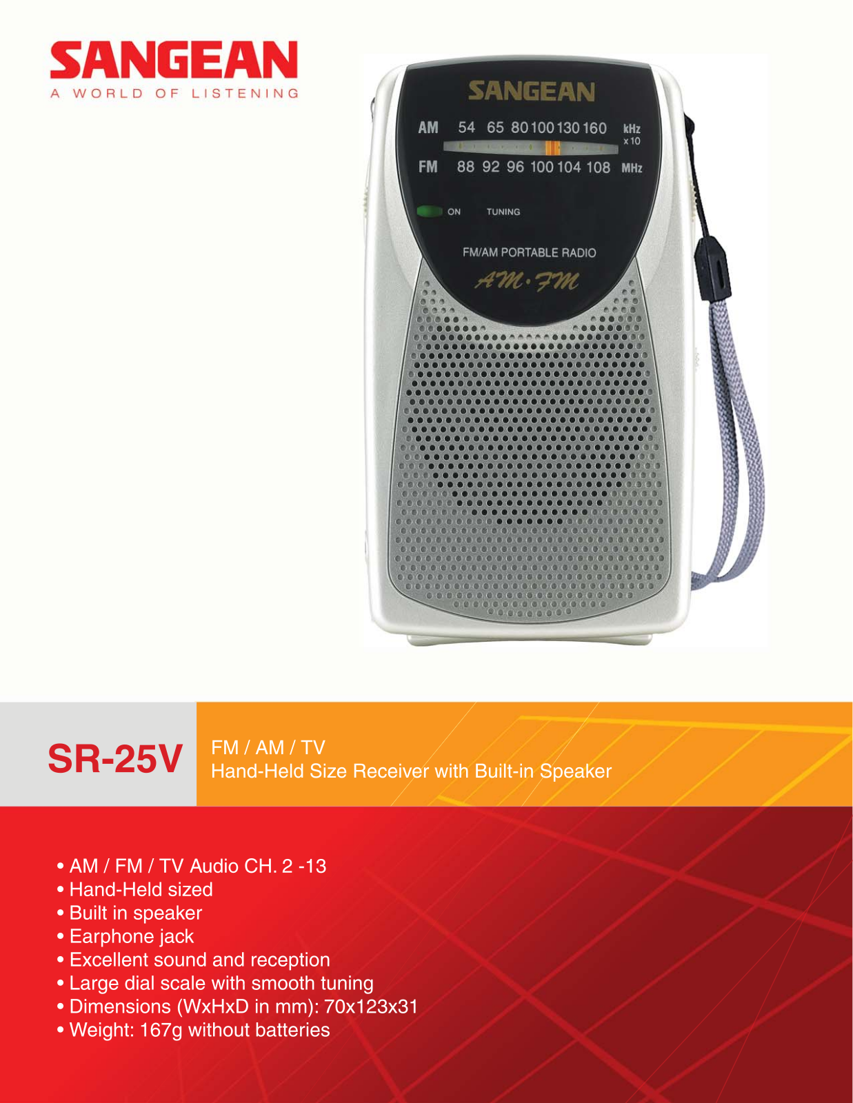 Sangean Electronics SR25V User Manual